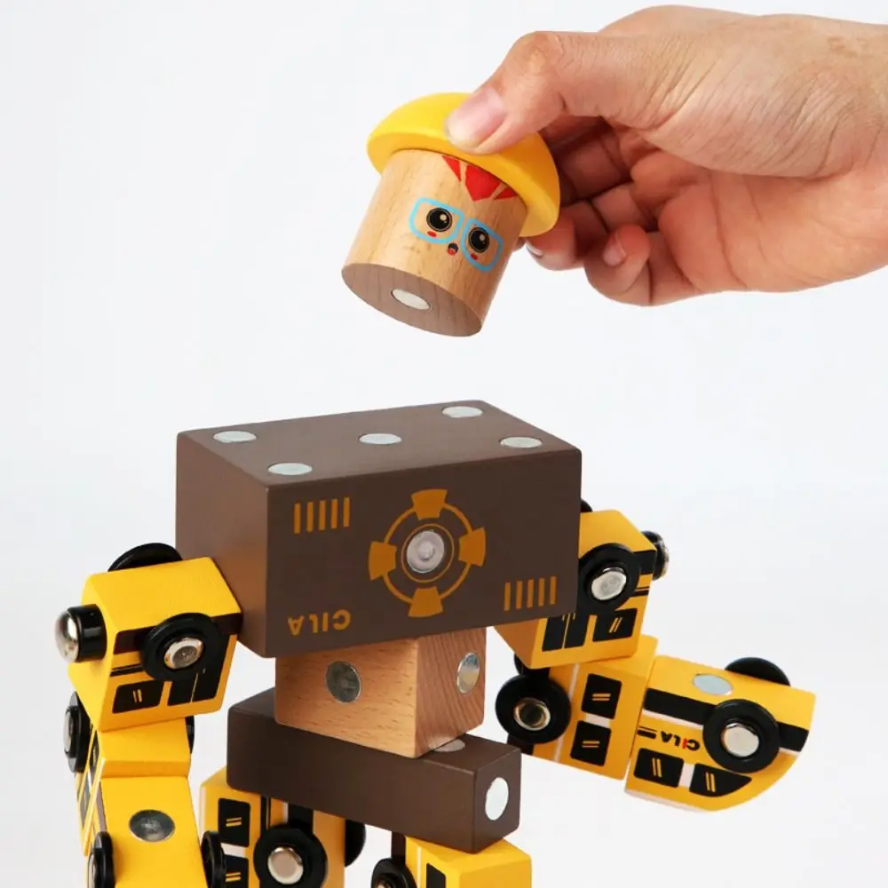 

Wooden Variety Assembling Car Combination Robot Scene Combined Train Track Engineering Small Train Detachable Puzzle