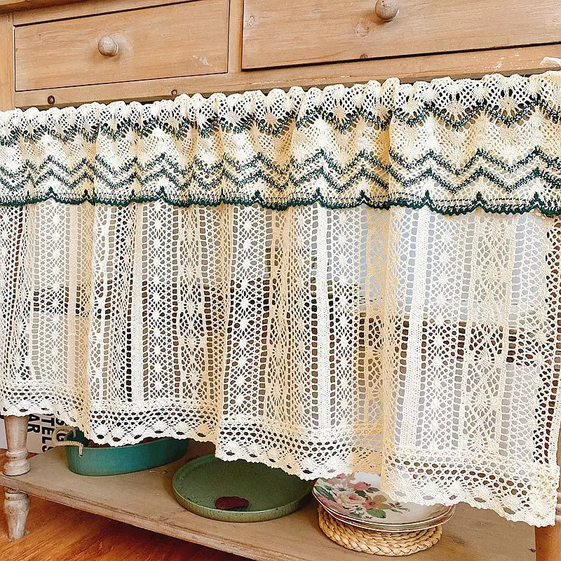 Instagram pastoral cotton thread woven lace small curtains, cabinet doors, partition curtains