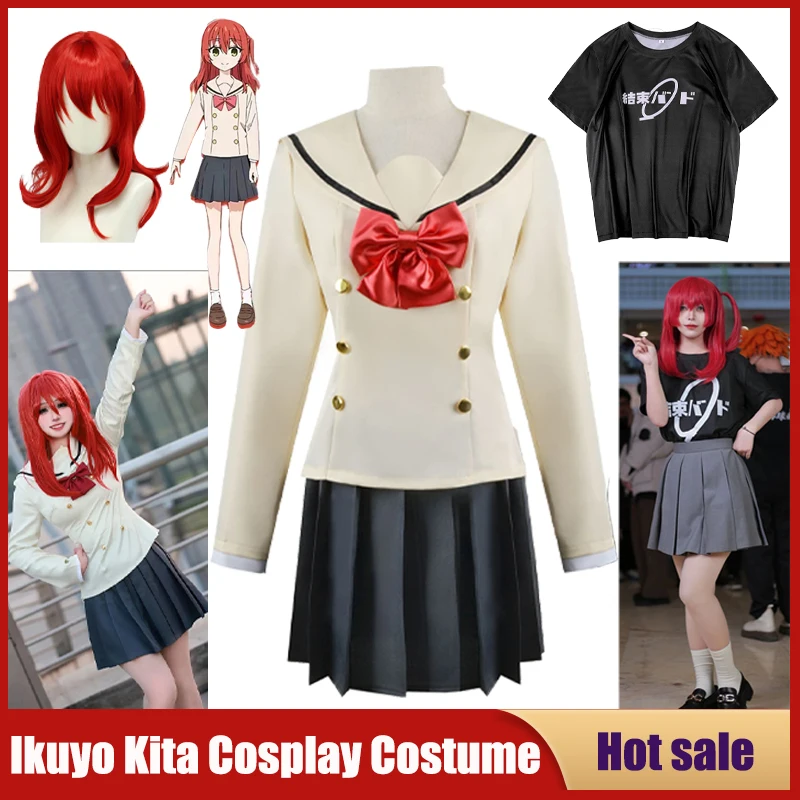 

Ikuyo Kita Costume Anime Bocchi The Rock Cosplay Dress Red Wig Skirt Socks JK Uniform Carnival Party Cos Suit For Girls Women