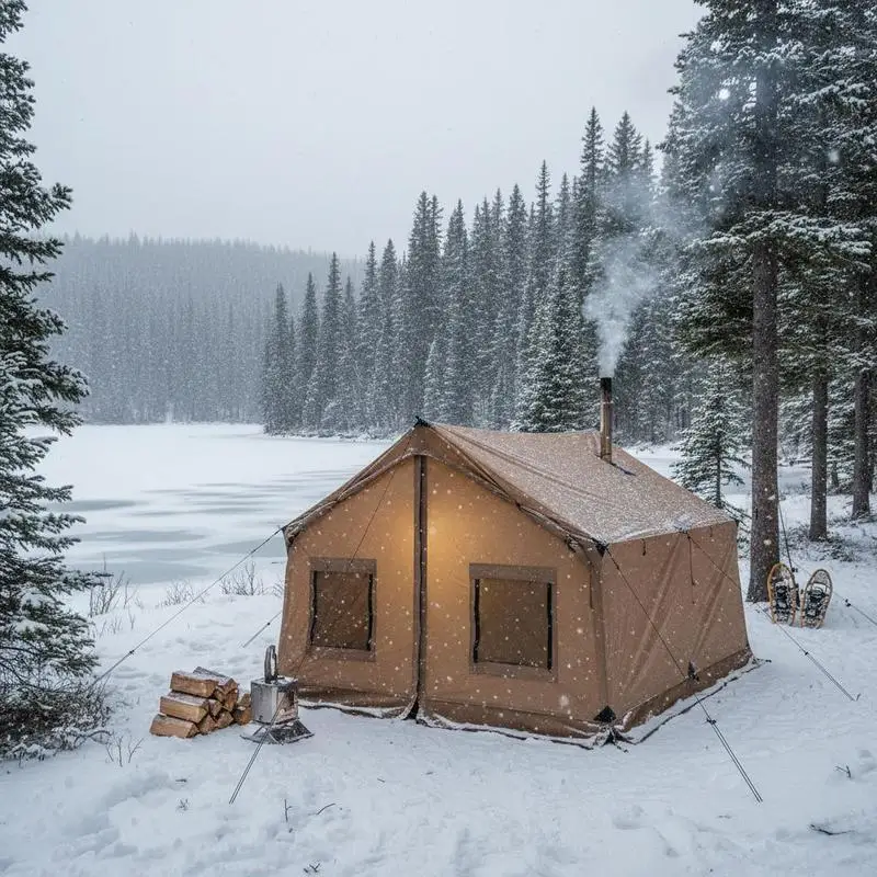 

Winter Shelter 2 Persons For Hiking Fishing Hunting, Stove Jack Vents 4 Season Portable Cabin Outdoor Gear 240x240x190cm