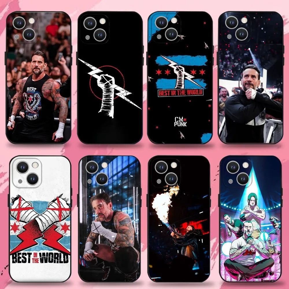

WWE CM P-Punk Phone Case For iPhone 16,15,14,13,12,11 Plus,Pro Max,XS,X,XR,SE,Mini,8,7,Soft Silicone Black Cover