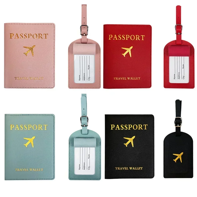 Leather Luggage Tag/passport Cover Travel Suitcase Bag Accessories ID Card Address Name Holder Label Baggage Boarding Bag Tag