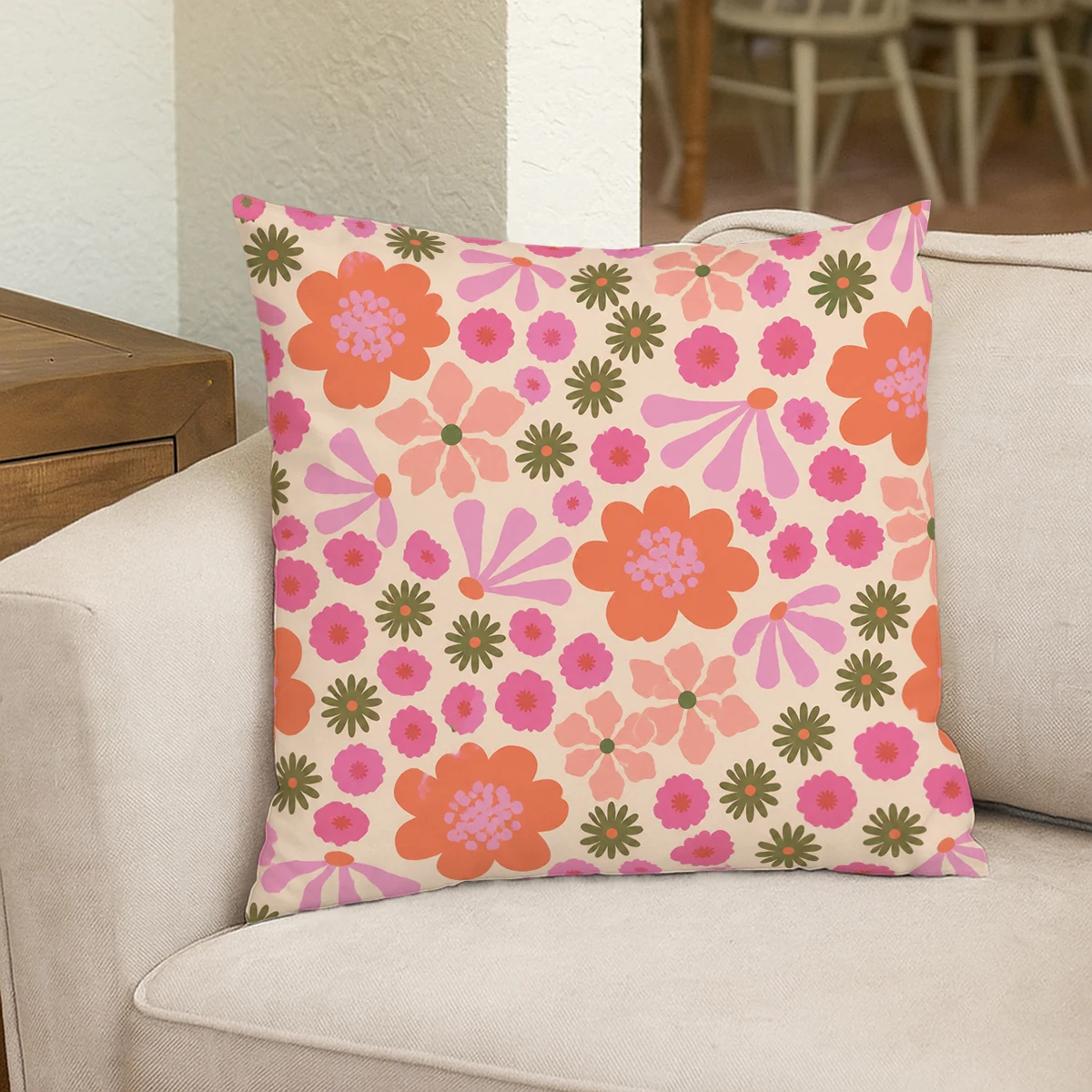Funny Cartoon Giraffe Print Polyester Pillow Cover - Whimsical Cushion Case for Home Sofa Bedroom Decor, No Insert Included