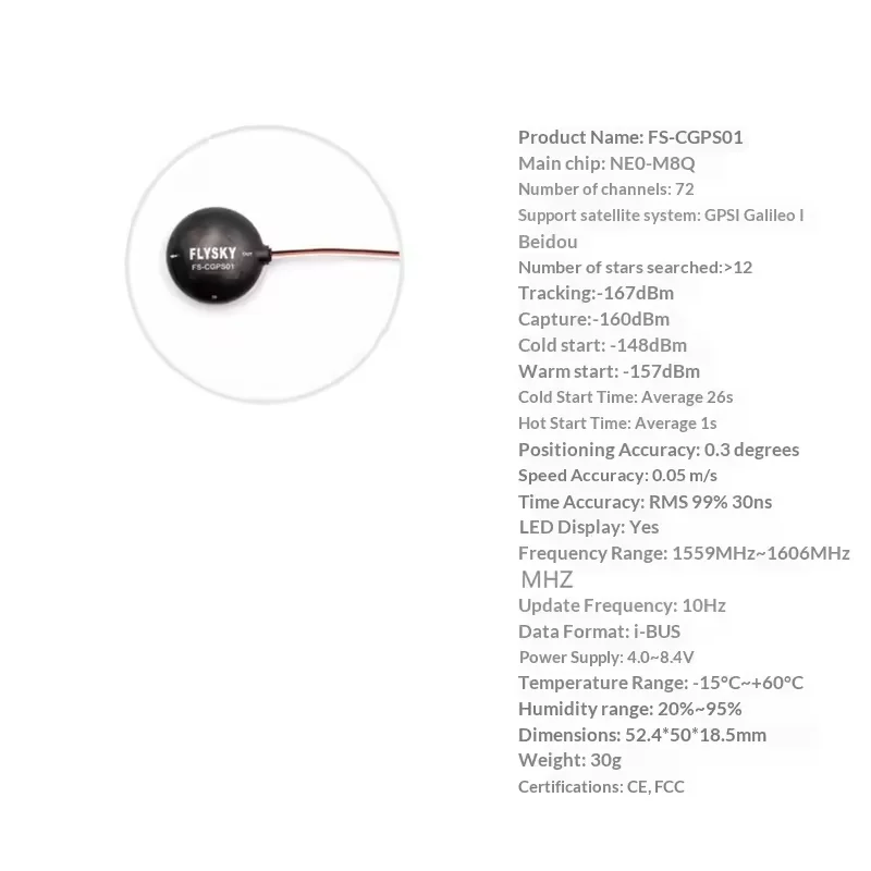 Flysky FS-G11P GPS FS-CGPS01 72CH RC 부품 Rc 자동차 보트 비행기용 고정밀 포지셔닝 NEO-M8Q 리모컨 썸네일 3