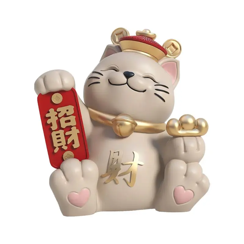 *uu. Lucky Cat Tabletop Ornament Home Decor for Entrance, Living Room, Porch and TV Cabinet Perfect for Housewarming Gift