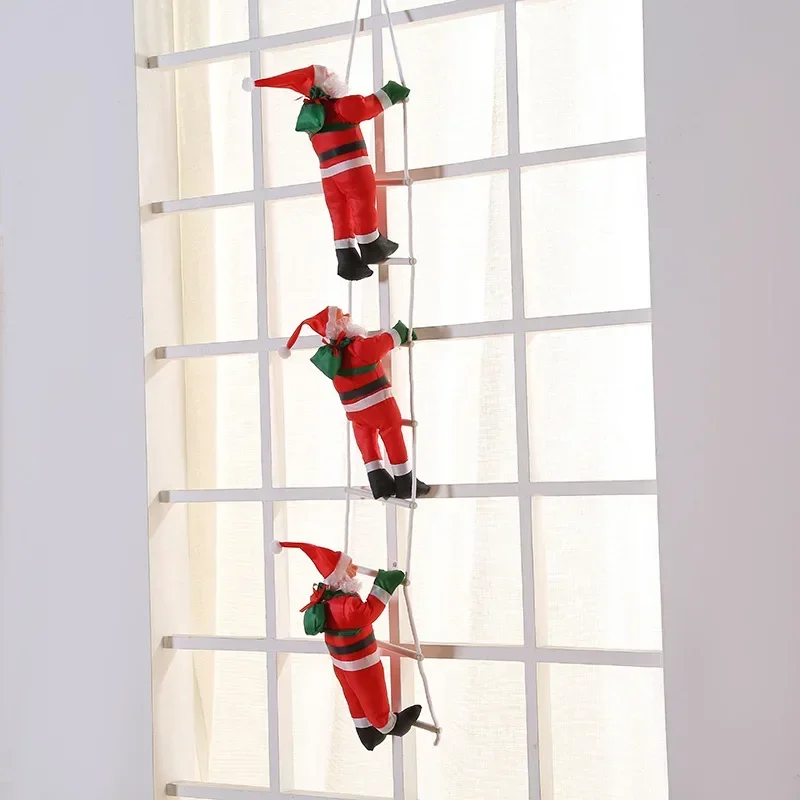 Christmas Santa Claus Climbing Ladder Doll Tree Hanging  Indoor Door Wall Pendant New Year Gifts Holiday Props Party Supplies