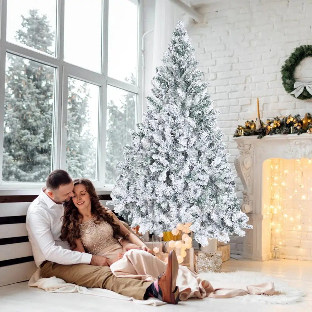 

6.9ft White Flocked Artificial Christmas Tree, Snowy Flocked Christmas Tree PVC Realistic,Winter Party Decoration with Realistic