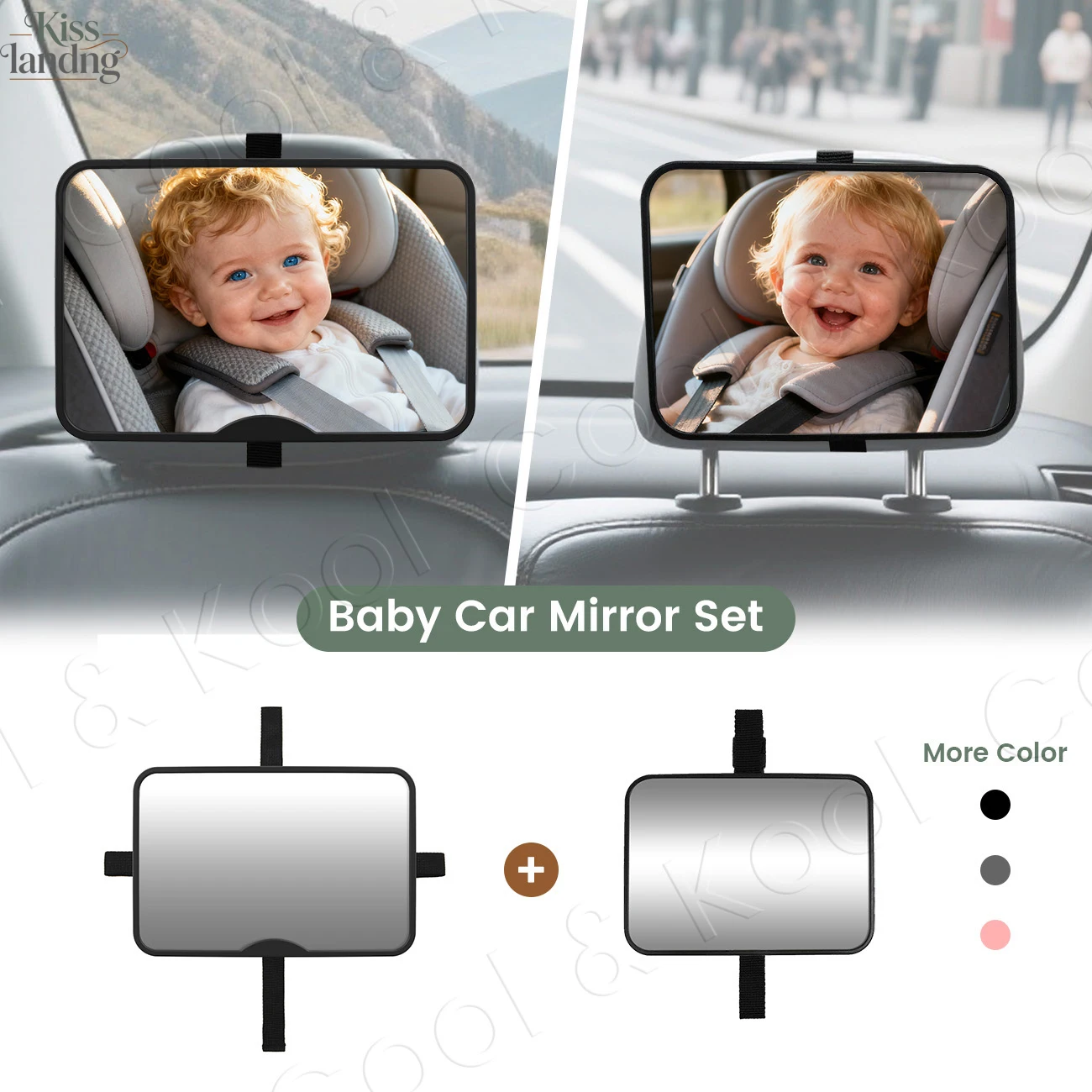 Certified Shatterproof Baby Car Mirror, Panoramic Wide-Angle View with Adjustable Straps