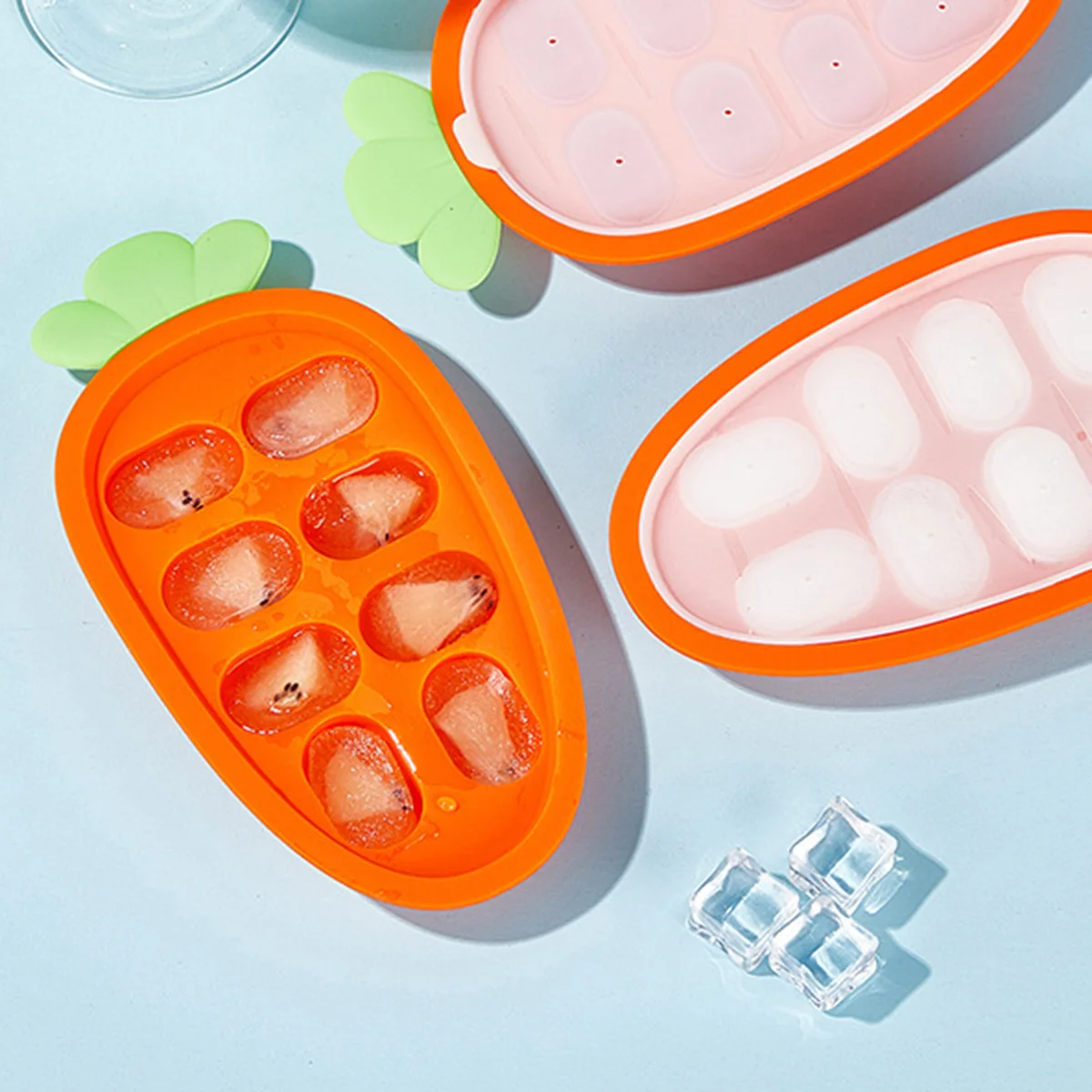 

Новый лоток для кубиков льда с крышкой, пластиковая форма для льда в форме моркови, холодильник, формы «сделай сам», льдогенератор, кухонные инструменты