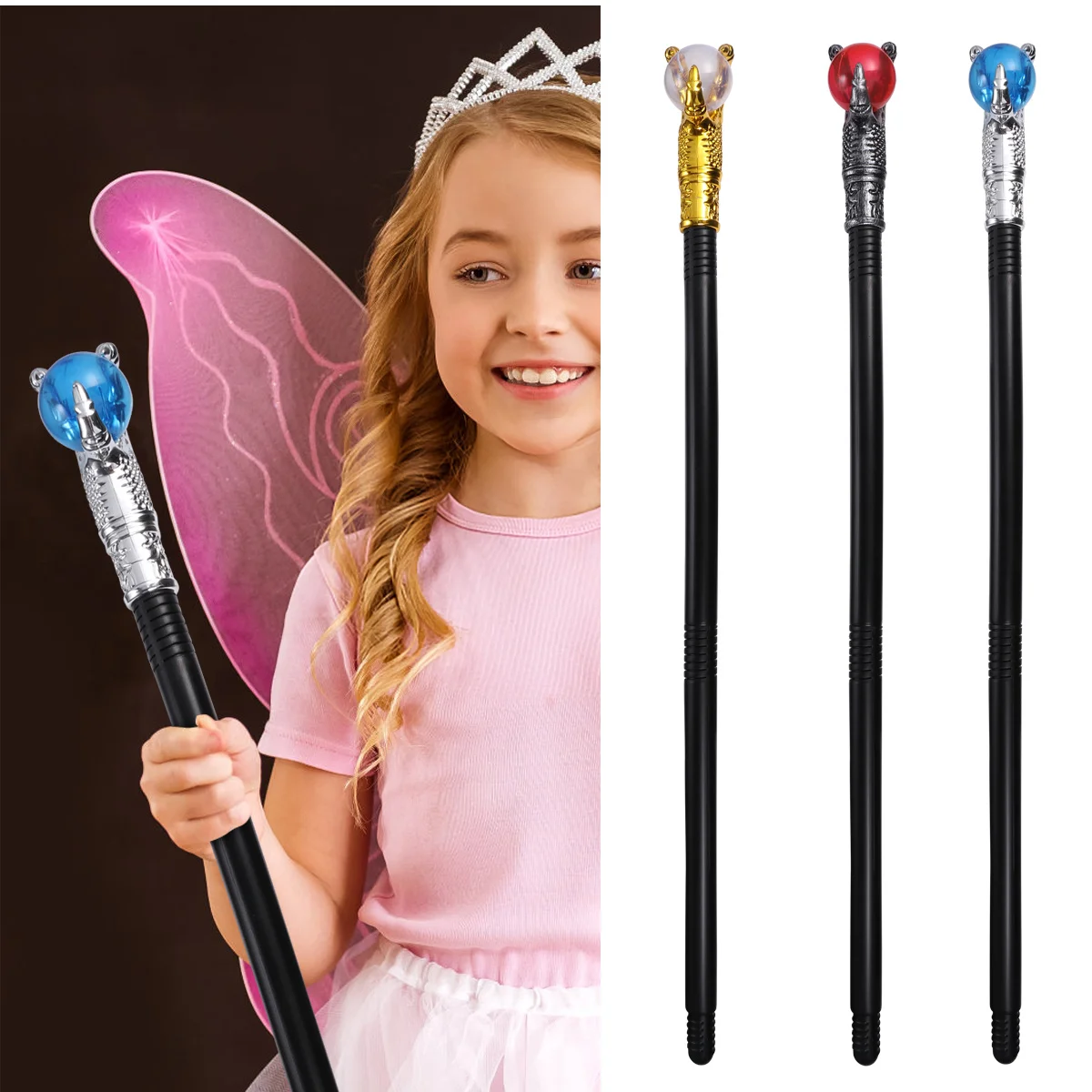 

3 pcs Egyptian Scepter Decorative Walking Stick For Cosplay Halloween Party Costume Accessory Lightweight Detachable Prop