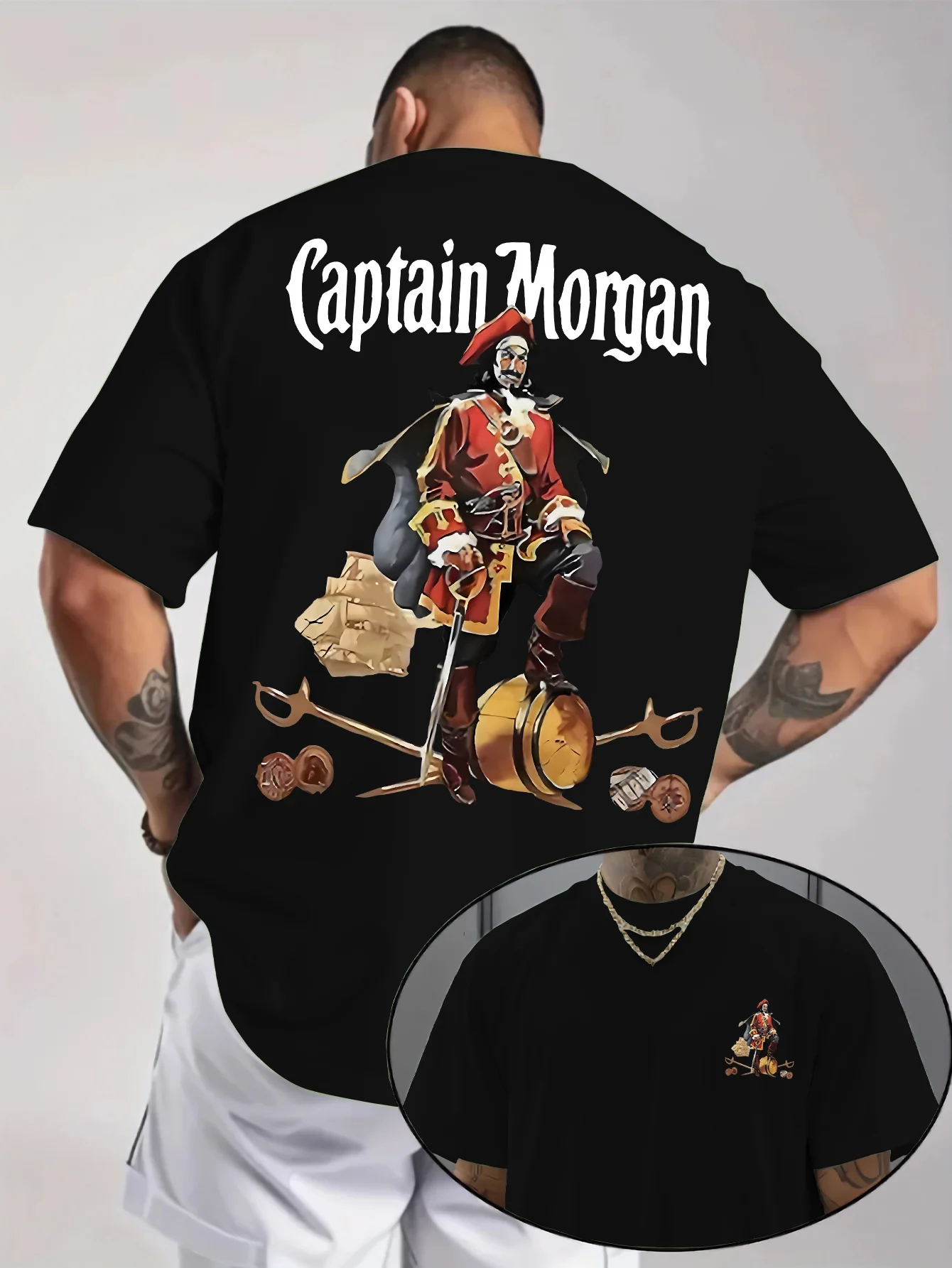 Camiseta de verano a la moda para hombre, superventas de Año Nuevo, con cuello, informal, deportiva, de manga corta, "Captain Morgan" Captain Morgan