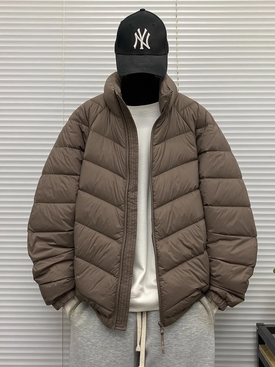 

Men's Winter Puffer Jaet Loose Fit White Du down Stand Collar Thermal Outerwear Casual Sle Nylon Fabric Ci Leisure