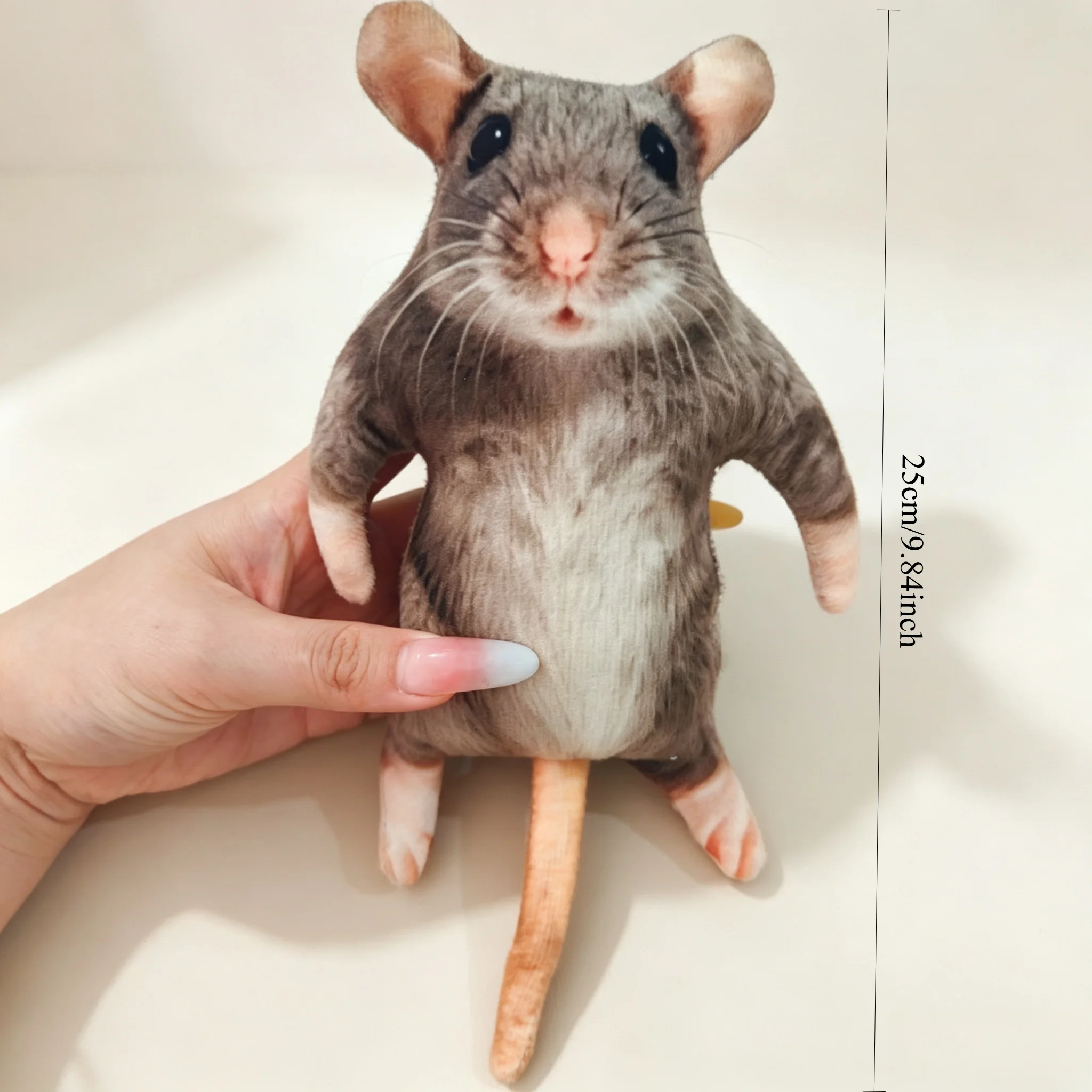Creative12/25cm Simulated Mouse Doll Plush Cartoon Doll Soft Kawaii Nimi Animal Figure Stem Built in Skeleton Kid Gift Birthday