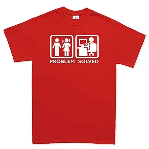Problem Solved Funny PC Computennr Geek Nerd T-Shirt 100% Cotton O-Neck Summer Short Sleeve Casual Mens T-shirt Size S-3XL