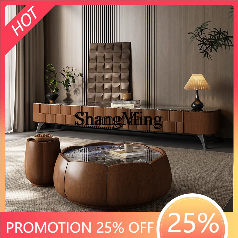 

CL microcrystalline stone petal coffee table household living room small apartment creative coffee table TV combination