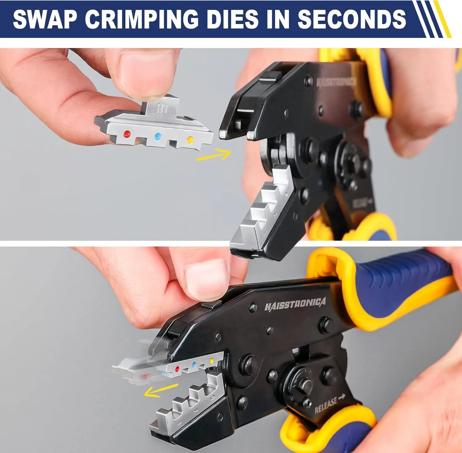 مجموعة أدوات تجعيد 6 في 1 مع أداة تعرية الأسلاك وقوالب قابلة للتبديل لموصلات مختلفة، هدية مثالية للرجال