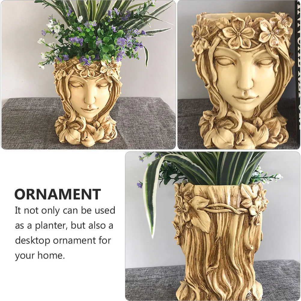 

1Pcs Resin Flowerpot Girl Face Succulent Planter Unique Creative Desktop Flowerpot Home Office Decoration Girl Succulent Planter
