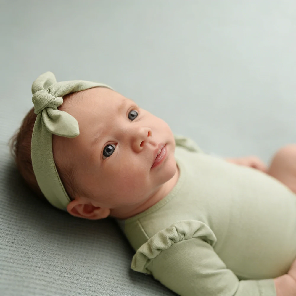 Newborn Photography Props Ruffle Romper Baby Photo Shoot Outfit Infant Long Sleeve Bodysuit Ruffled Cuff Girl baby Prop - view 3