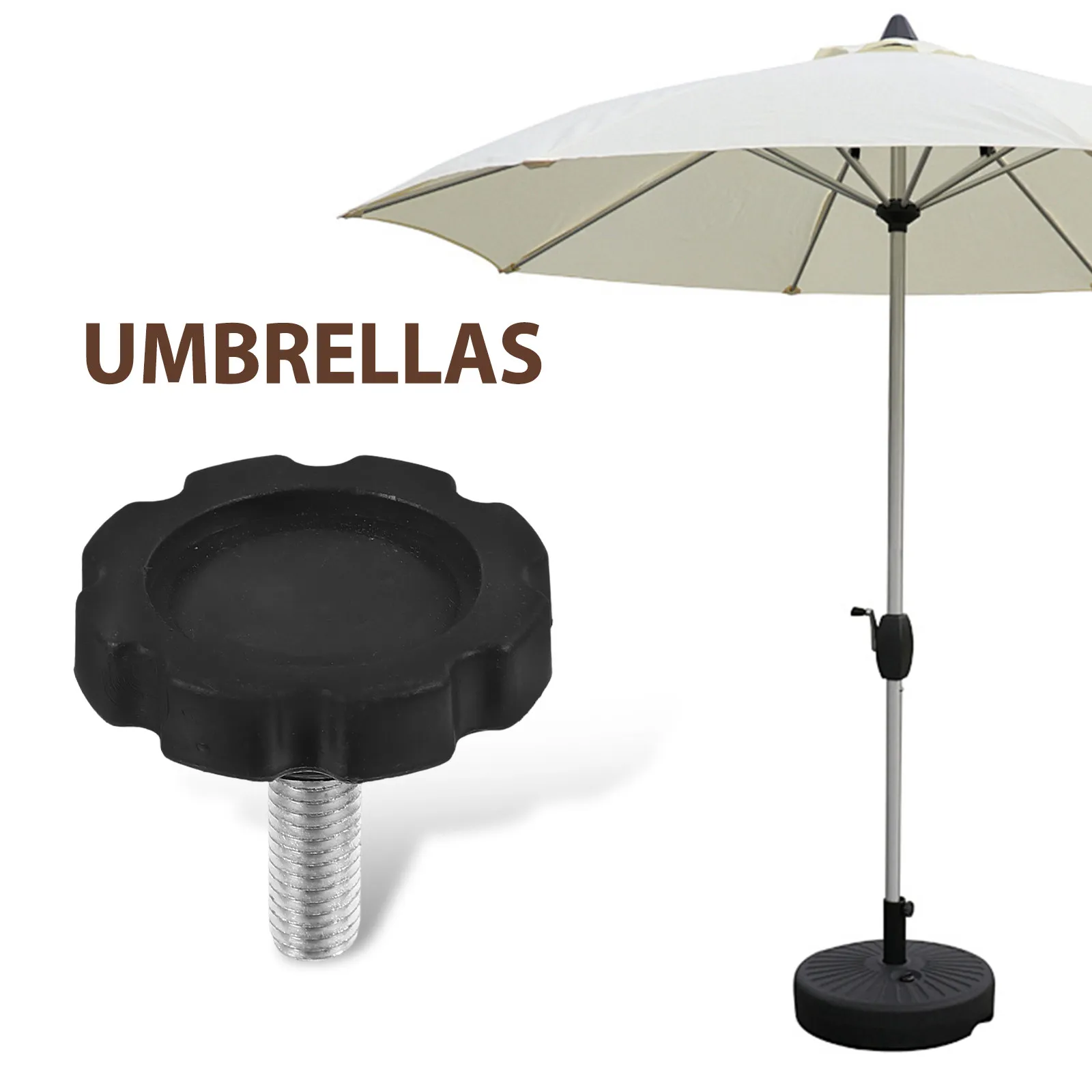 2Pcs M8 Clamp Thread Knobs Screws Umbrella Base Replacement Heavy Duty Patio Umbrella Parts Stable Fixing Thread Screw Hand Knob