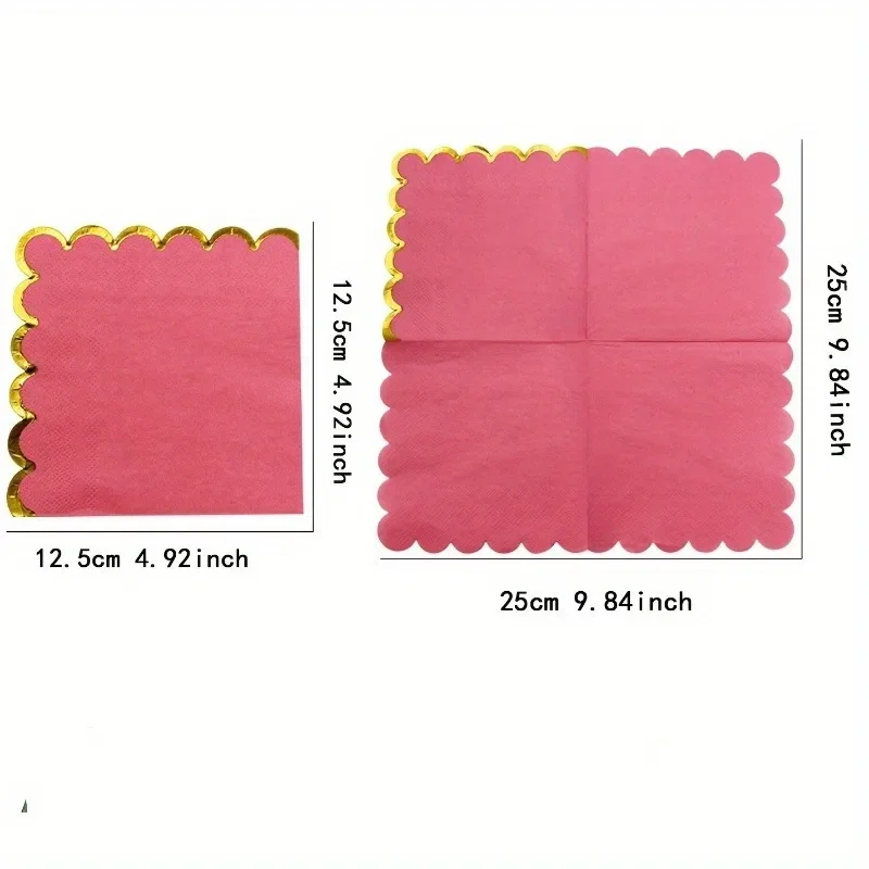 40 قطعة المناديل القابل للتصرف 25x25 سنتيمتر الأزهار الذهبي حافة ورقة المفارش لقضاء عطلة حفلة عشاء الجدول إعداد ديكور لوازم