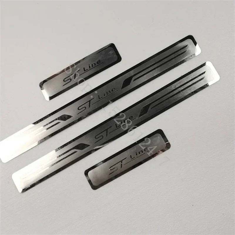 For Ford ST LINE Sticker Door Sill Scuff Plate Guard Stainless Steel Kick Pedal Sticker Car Accessories 2022 2023 2024