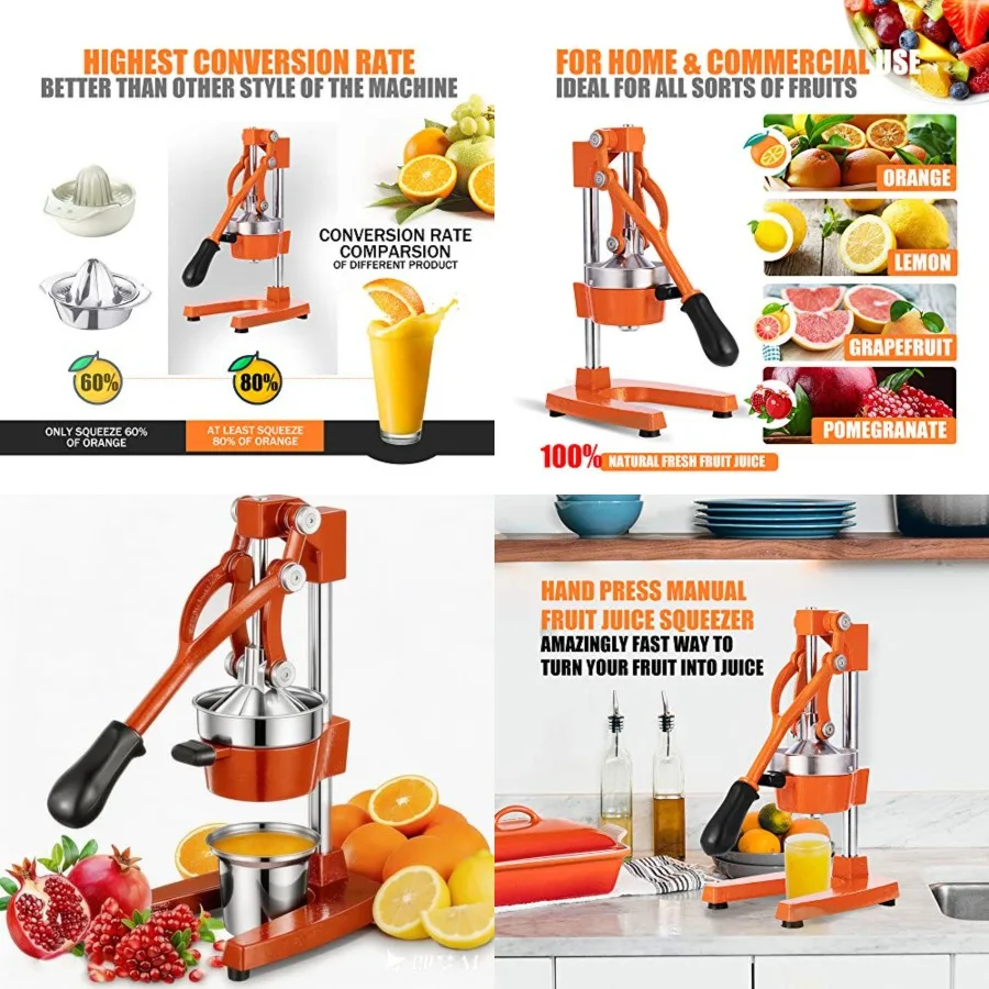 

Commercial Heavy Duty Cast Iron Hand Press Manual Citrus Lemon Lime Grapefruit Pomegranate Fruit Juice Squeezer Machine with St
