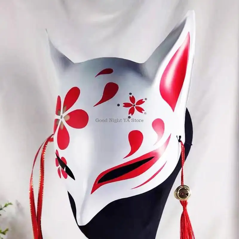 

Japanese Anime Mask with Tassel Cherry Blossoms for Cat Mask Cosplay Party Accessory Masquerade Kitsune