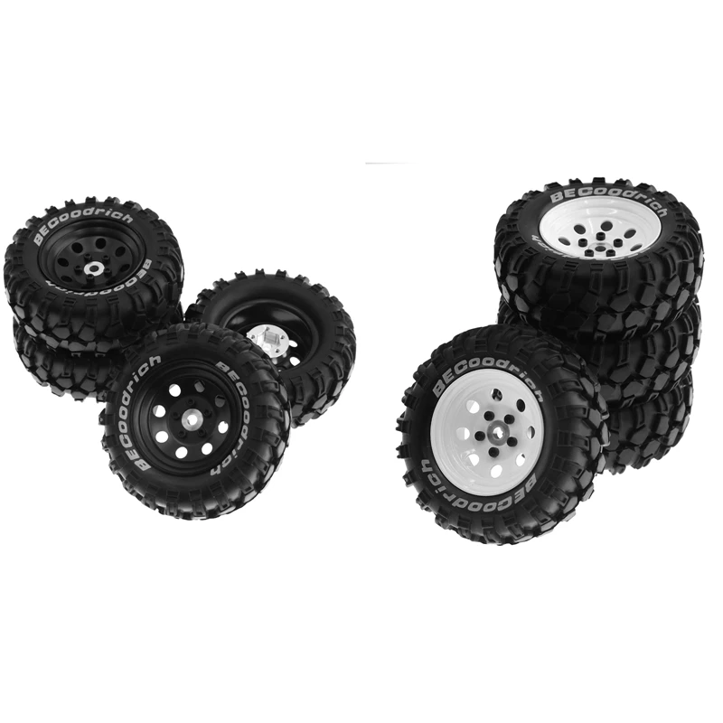 4Pcs 93Mm Metal 1.9Inch Beadlock Wheel Rim Rubber Tire Set For 1/10 RC Crawler Car Traxxas,8 Holes 12Mm Adapter