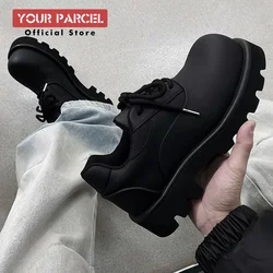 Original New Men's Casual Leather Shoes Derbies Shoes Black Versatile Big Head Work Shoes