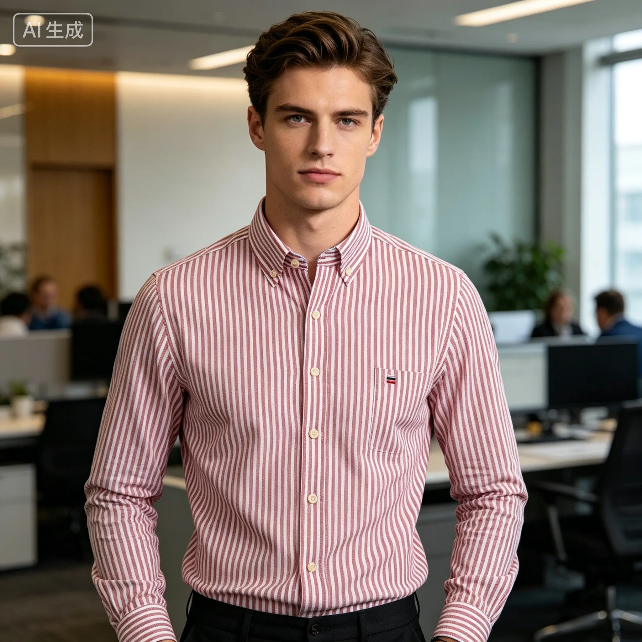 2026 Pure Cotton Oxford Fashion  Long Sleeve Casual Slim Solid Color Plaid Print Stripe Formal Dress Shirt Plus Size