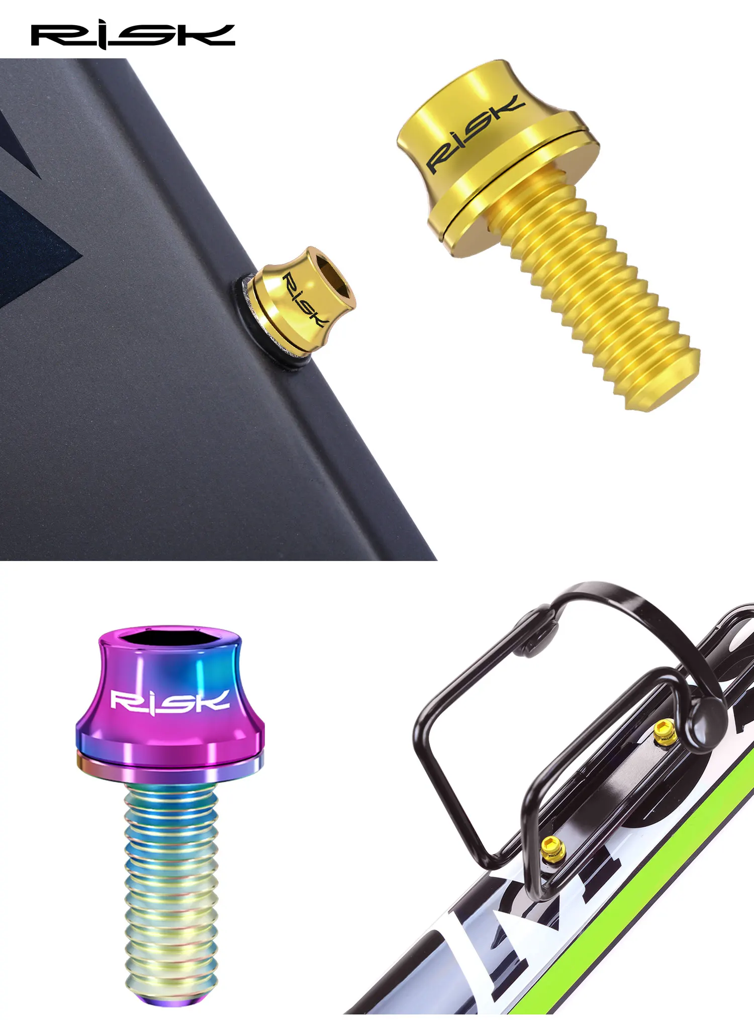 RISIKO M5x12mm Fahrrad Flaschenhalter Befestigungsschrauben Titanlegierung MTB Rennrad Flaschenhalter Schrauben Luftpumpe Feste Schrauben – Detail 14