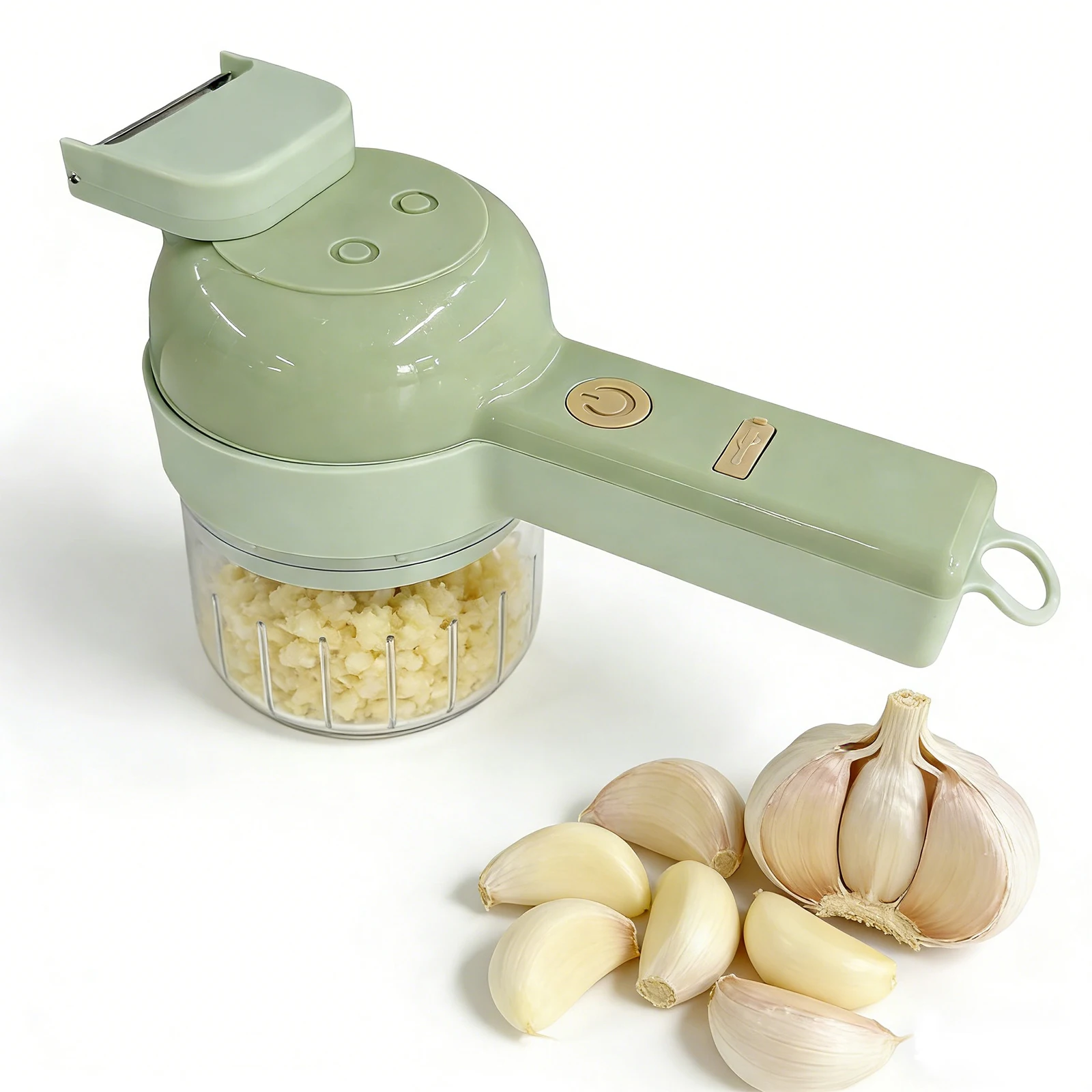 

Garlic Chopper One-Button Cleaning Mini Food Processor USB Rechargeable for Pepper Garlic Onion Celery & Meat