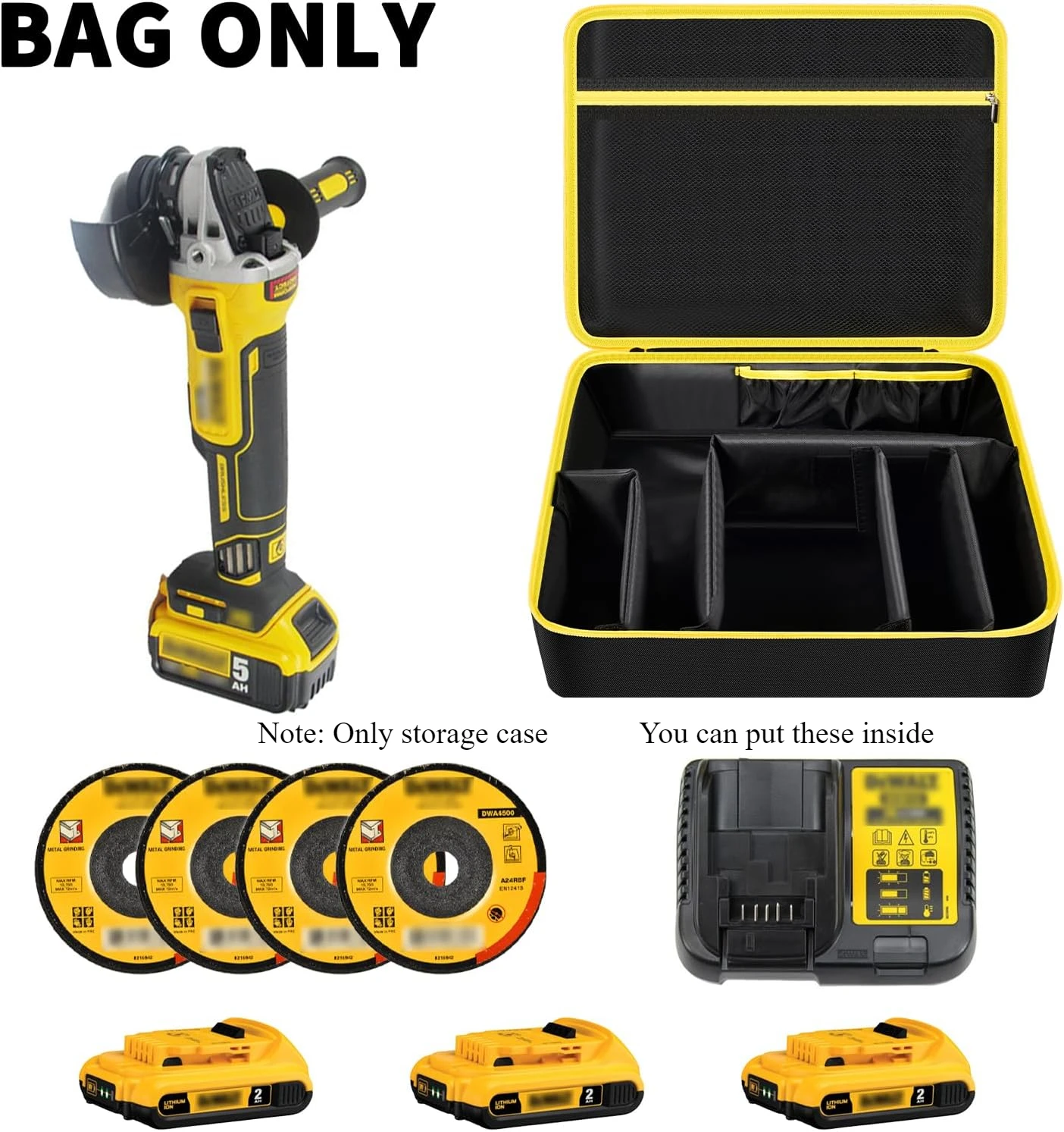 (Solo scatola) Borsa compatibile con l'utensile per smerigliatrice angolare DEWALT 20V MAX* (DCG413B), adatta anche per FLEXVOLT ADVANTAGE Brushless
