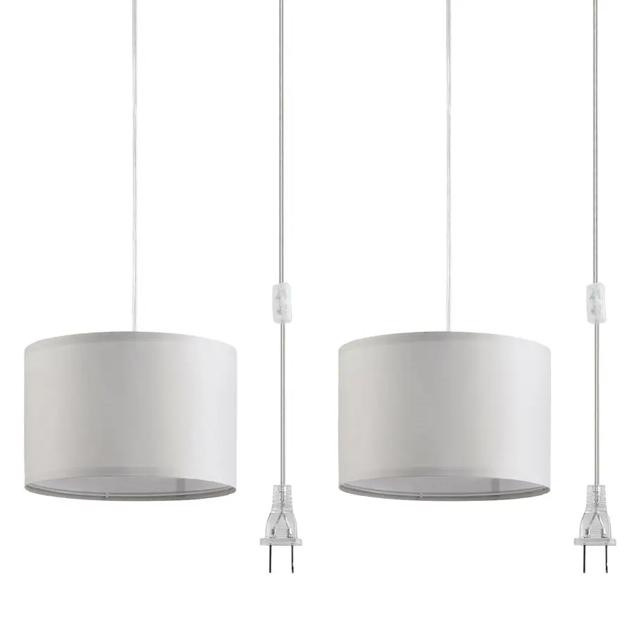 

Подвесной светильник Pack Plug-in с прозрачным шнуром 15 футов, выключателем, абажуром из французской серой ткани, светильник для подвесного монтажа