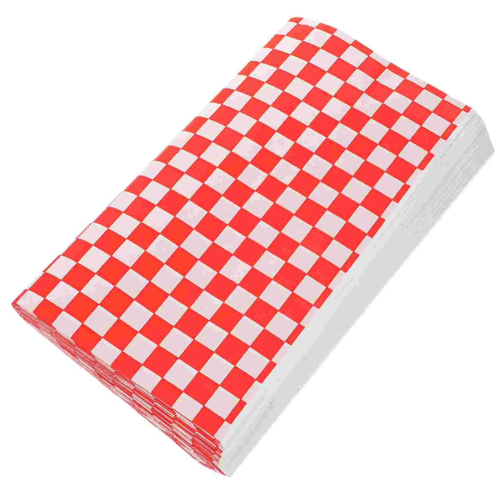 100 Sheets Frying Basket Paper Liners for Food Baskets Burger Wrapping Checkered