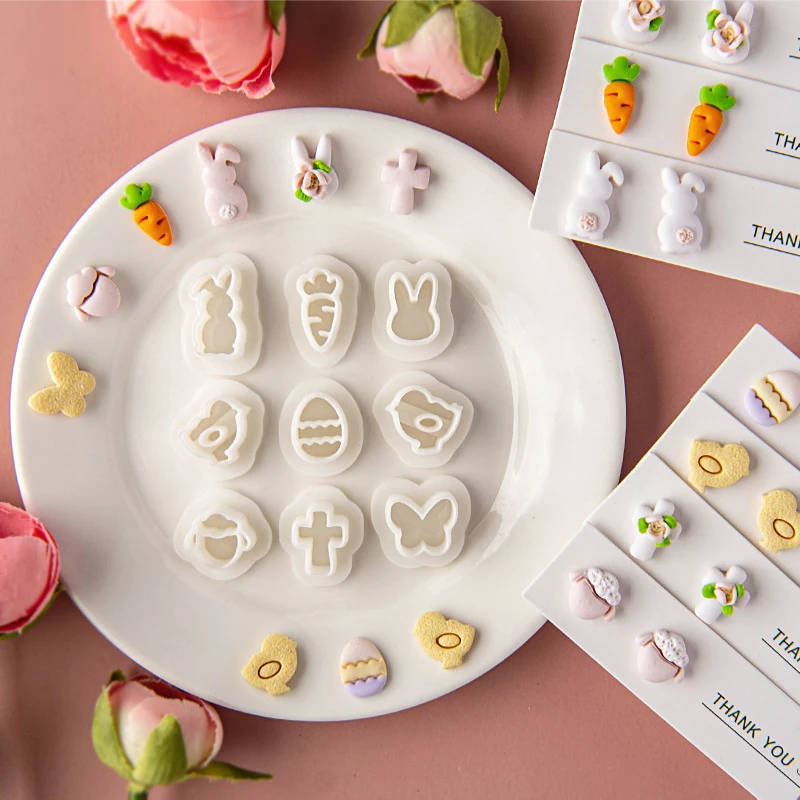 9 יח'\סט מיני קריקטורה ארנב פולימר ארנב חתוכי עגיל עובש חמוד כבש חמר צביעת כלי יד