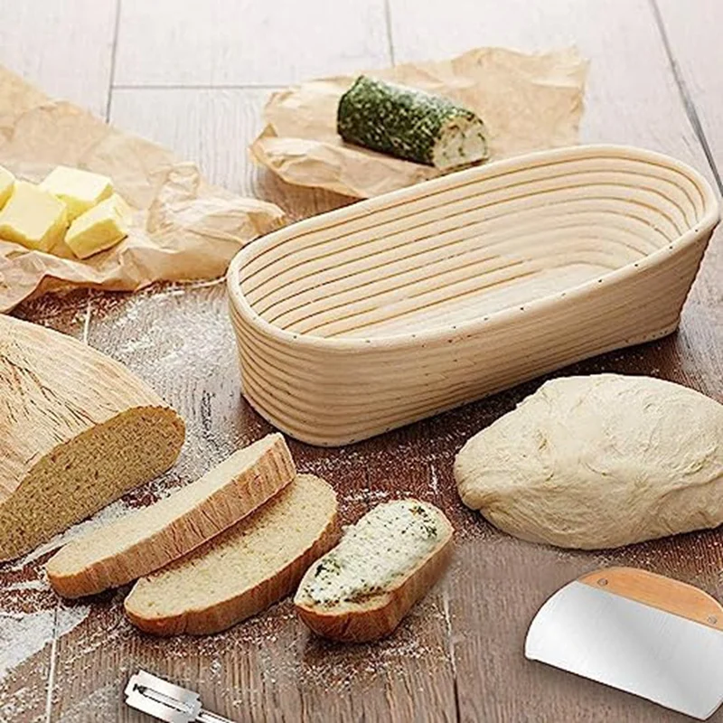 1Pcs Bread Baking, Oval Bread Fermentation Basket, With Flour Mixer Parts Used For Kitchen Making Tools