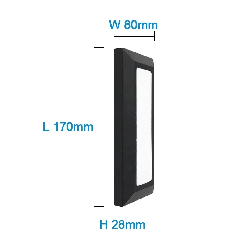 Luz de pared impermeable para exteriores, 6W, AC85-265V LED, lámparas de pared negras montadas en superficie, escaleras, porche, balcón, jardín, habitación interior