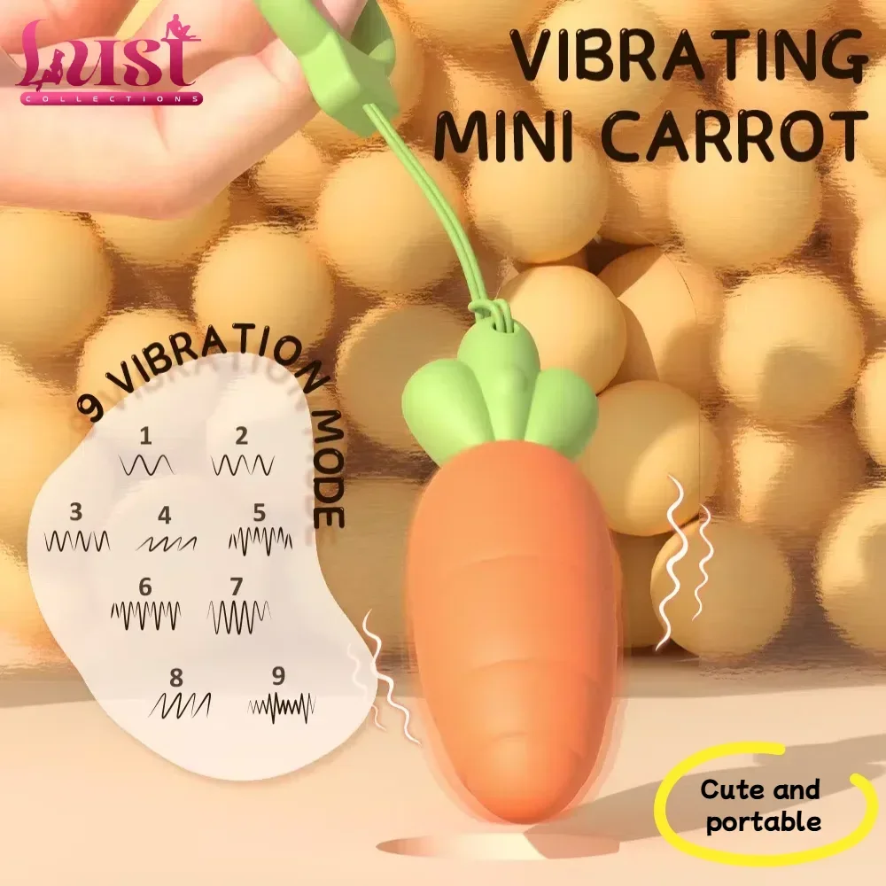 Cute Carrot Vibrating Powerful Mini Bullet 9 Modes for Women Clitoris Stimulator Dildo Adult Sex Toy  Anal Massage Vibrator