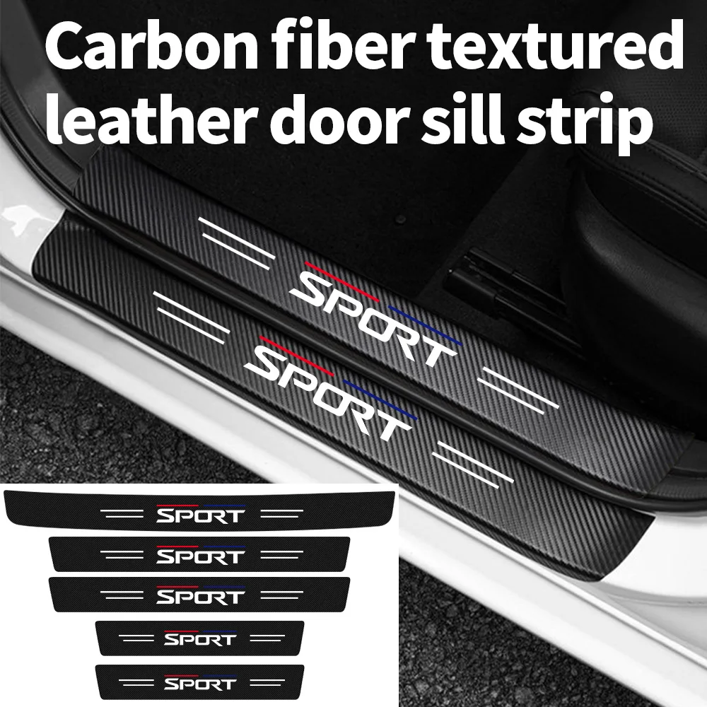 Car Threshold Strip Horizontal Lines Red and Blue Sporty Personalized Creative Car Door Pedal Anti-Scratch Protective Sticker Decoration