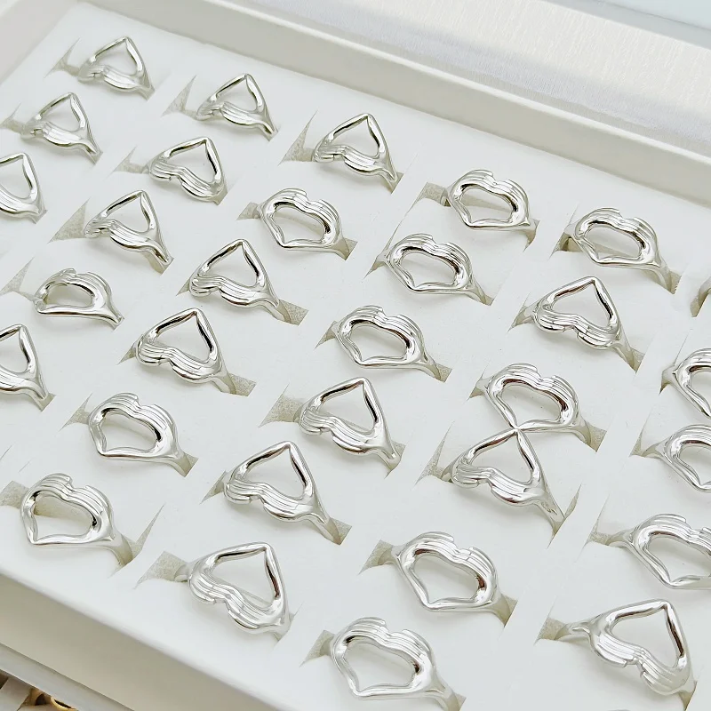 36pcs/Lot Stainless Steel Rings Wholesale for Men and Women Embrace Rings Fashion Finger Decoration Size Adjustable