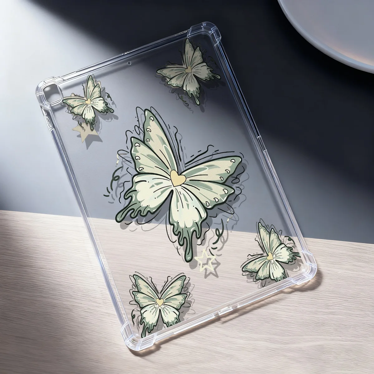 Crystal Clear Tablet Case for Samsung Galaxy Tab S9 S10 FE A9 A11 S7 S8 S9 S10 Plus Cover Butterfly Mint Green Aesthetic Capinha