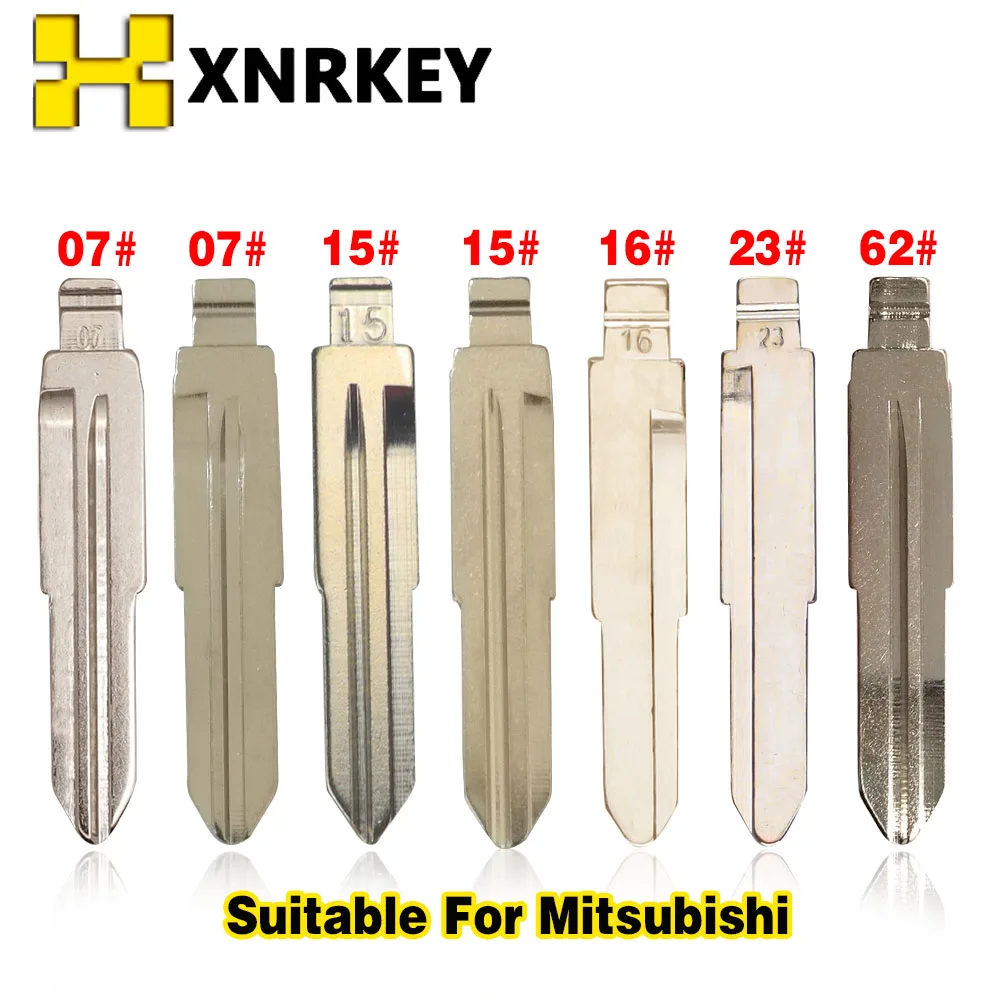 XNRKEY 10pcs 07# 15# 16# 23# 62# Metal Uncut Blank Flip Remote Key Blade for Mitsubishi for keydiy KD xhorse VVDI JMD