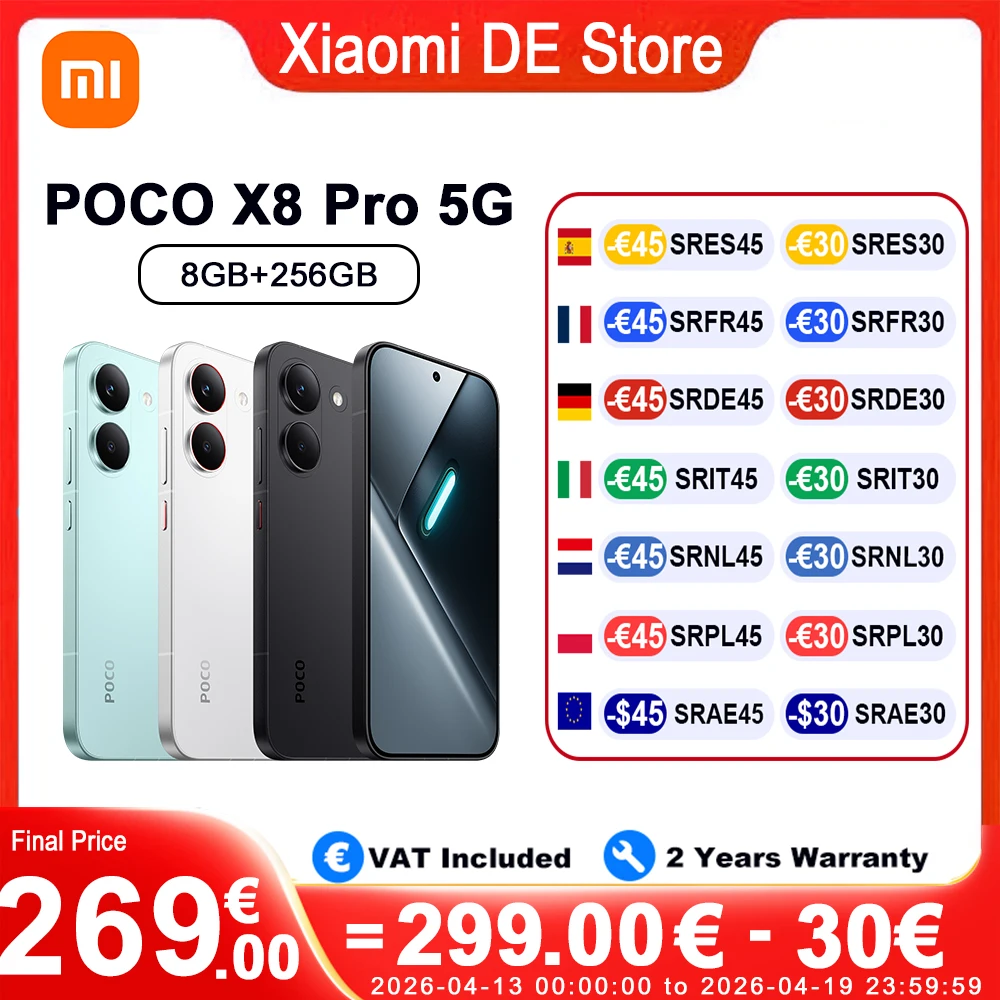 Version Globale POCO X8 Pro Téléphones Mobiles 100W HyperCharge 27W Recharge Inversée Écran Immersif 6.59'' Smartphone Haute Résolution 50MP