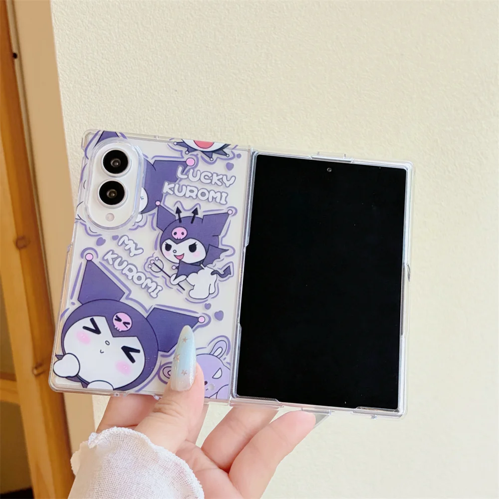 Cute My Melody Cartoon Phone Case For Samsung Galaxy Z Fold 8 Ultra Z Fold 7 6 5 4 3 Shell Stand Chain Shockproof Folding Cover