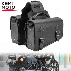 Motorcycle Saddlebag Waterproof Leather Side Saddle Bags Universal for Sportster Softail Dyna V-star Street Glide Electra Glide