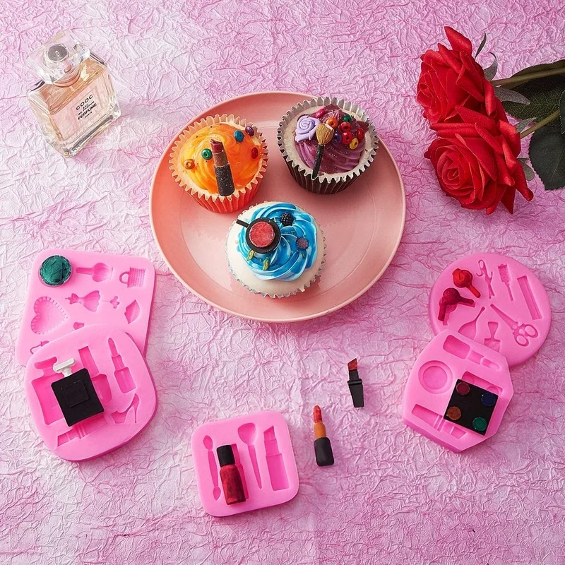 Makeup Tools Silicone Mold Lipstick Perfume Makeup Scissors Hair Tools Shape Cake Chocolate Clay Jewelry Resin Mold