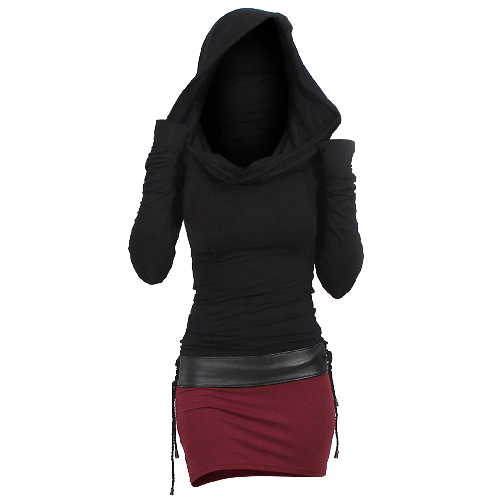 

Autumn Sexy Sweatshirt Dresses Gothic Style Hoodie Dress Women's Wrap Drawstring Streetwear Hooded Pullovers Clothes For Women