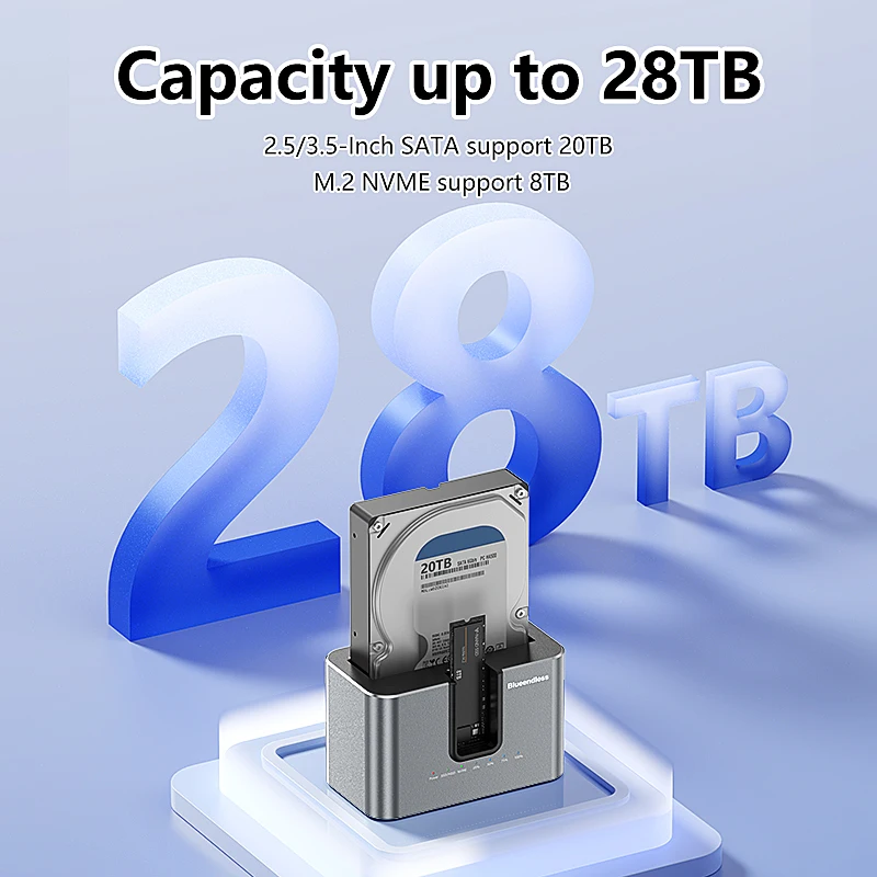 High Speed Clone Function M.2 NVME To SATA 2.5 3.5 2.5/3.5 Inch SSD HDD Duplicator Docking Station Enclosure Adapter