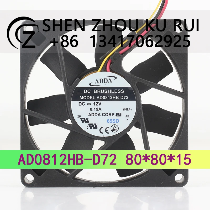 

ADDA 8015 80X80X15MM 8CM 24V 48V DC 12V 0.19A Computer chassis Motherboard 3-pin inverter Silent AD0812HB-D72 cooling fan